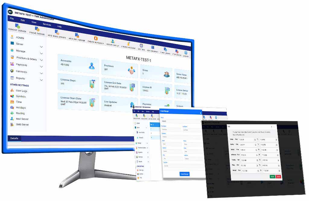 Manage funds, financial instruments, access levels, along with other parameters via the administrator terminal